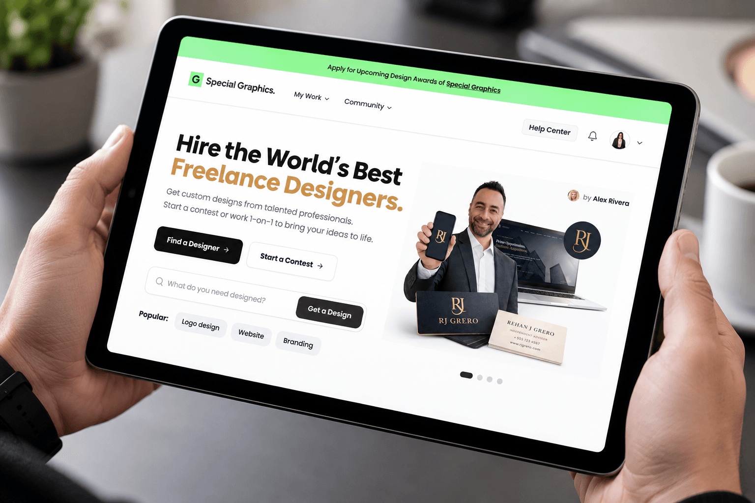 Special Graphics design platform on laptop